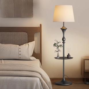 美式轻奢落地灯客厅现代简约落地台灯卧室茶几置物架立式氛围灯具