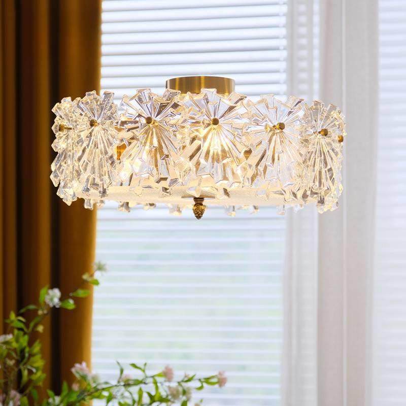 新款法式复古冰花玻璃吸顶灯意大利中古客厅餐厅卧室衣帽吊灯