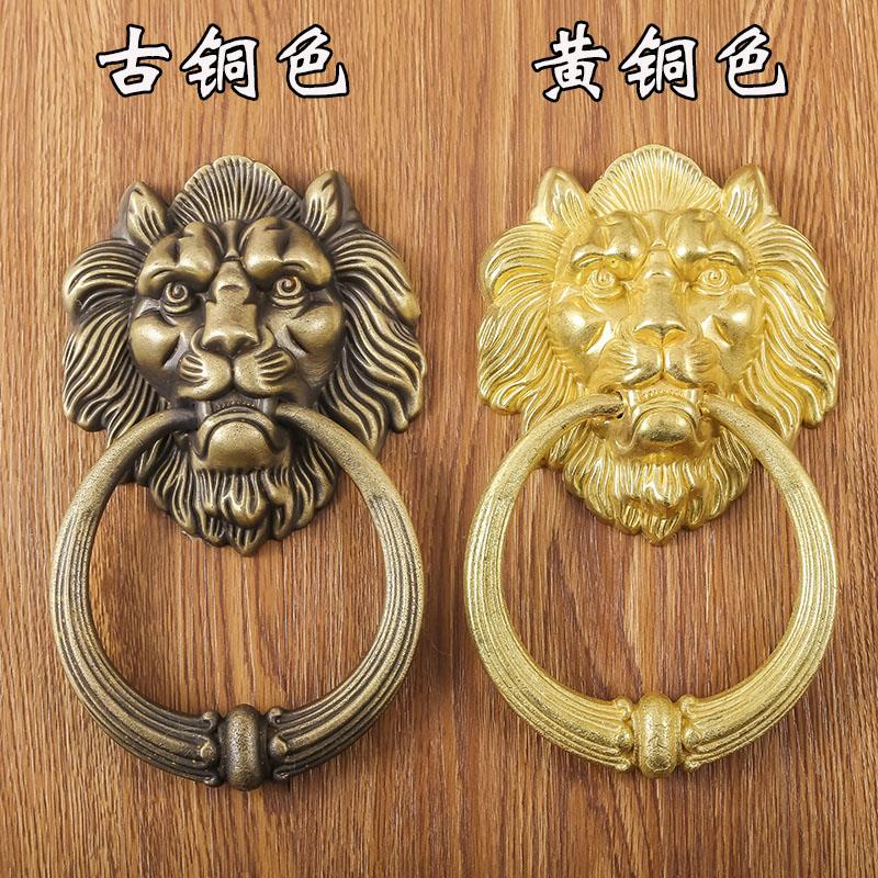 纯铜狮子头门环铜拉手老式大门虎头铜拉环中式仿古门环兽头铜配件
