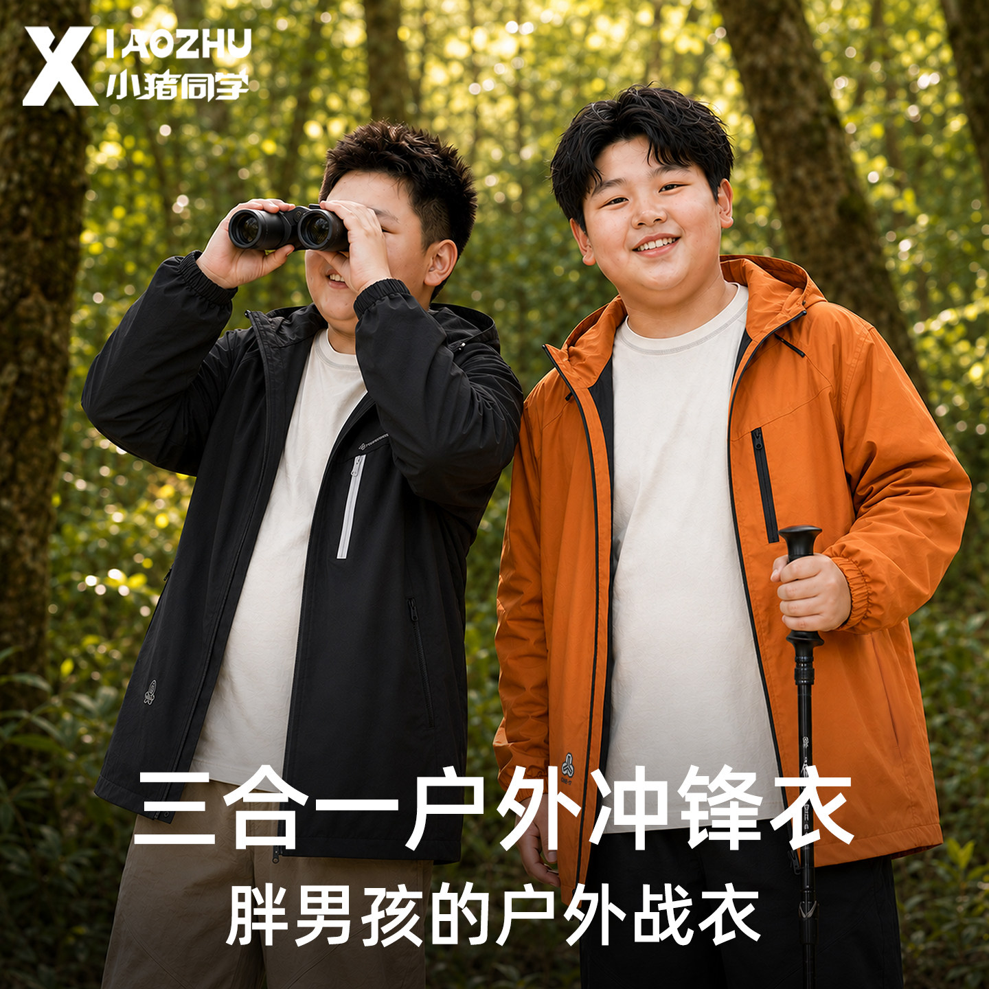 胖童男童冲锋衣外套大码加肥加大防风男童中大童青少年夹克上衣