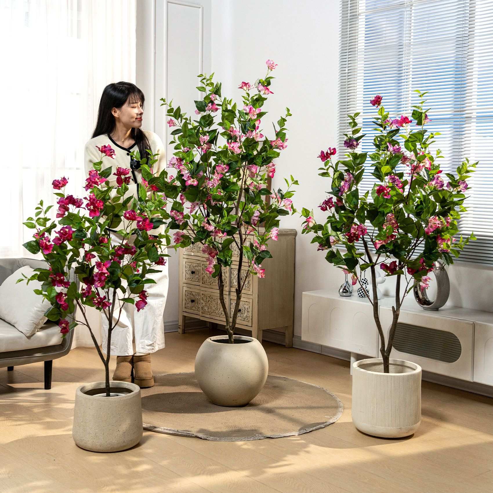 仿真三角梅树绿植假花树造景观家居客厅商场店铺酒店餐厅装饰摆件