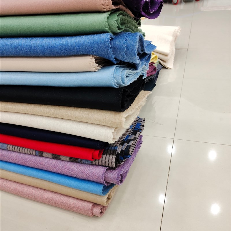 高端全澳毛双面羊绒羊驼绒双面呢布头布料精品黑色羊绒大衣面料