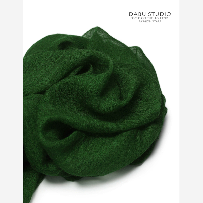 走秀级!奢华英伦纯正祖母绿深绿色围巾含30%羊毛腈纶混纺冬季男女