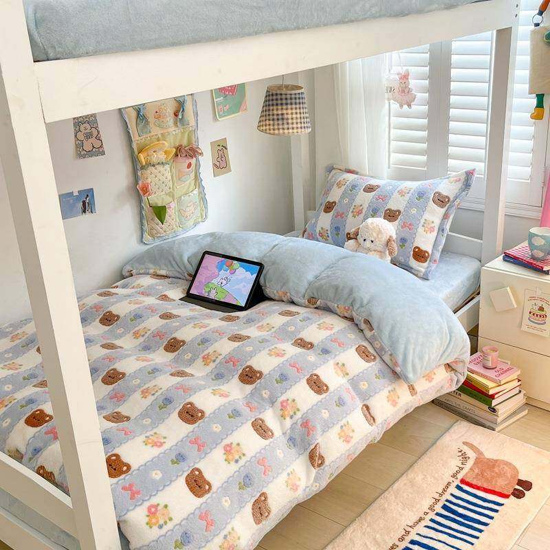 雪花绒宿舍三件套学生卡通可爱冬季加绒被套床单珊瑚绒单人0.9床,特色手工艺,其他特色工艺品,淘宝优惠券,粉丝福利购,淘宝优惠卷