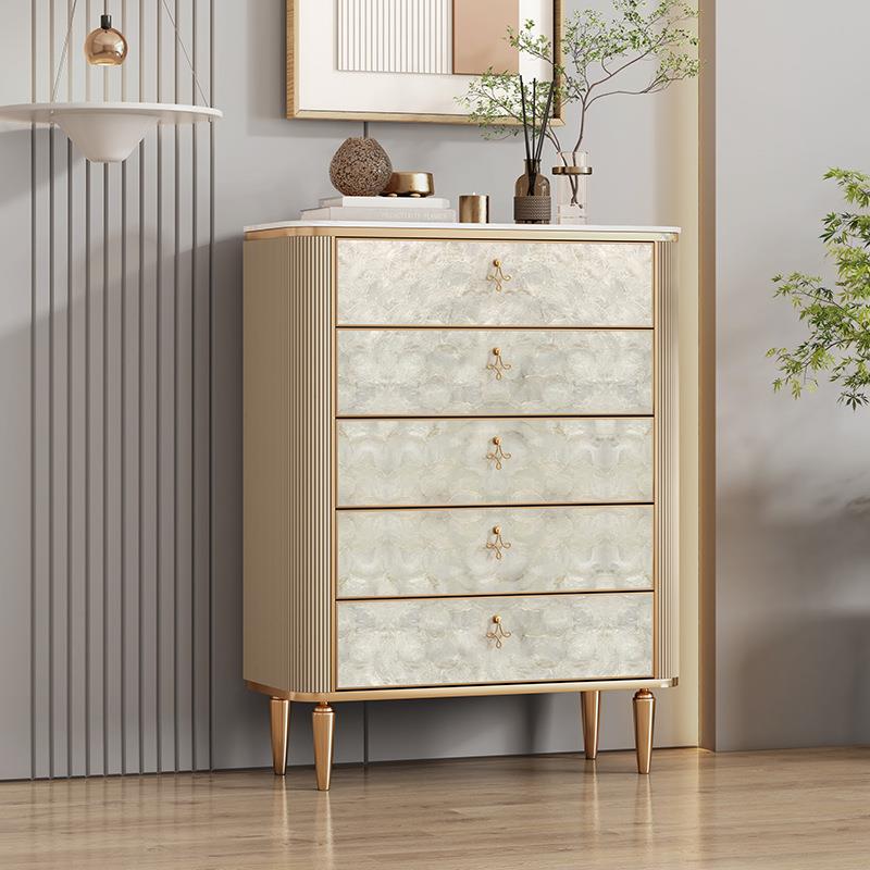 意式轻奢五斗柜卧室高端实木抽屉收纳柜现代简约客厅贝壳抽屉柜子
