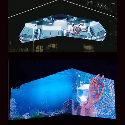 裸眼3dled显示屏转角大屏高清全彩商业广告LED门头显示屏防水P3P4