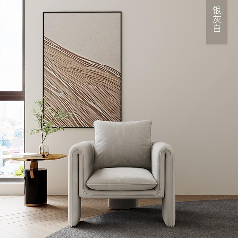 意式轻奢单人沙发椅简约创意设计师客厅接单办公会客区休闲椅网红