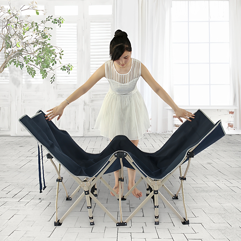 N5折叠床陪护椅办公室午休圆方管加宽厚十脚床躺椅简易单人便携家