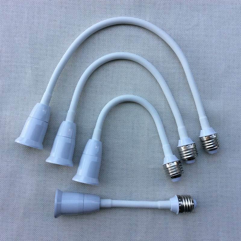 白矽胶软管LED灯泡配件E27转e27螺口加长万向延长灯座灯座转换器