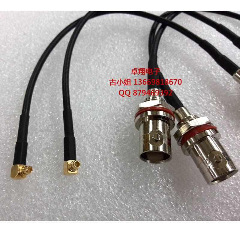 BNC母头转MCX公弯头射频RF同轴信号线Q9/MCX-KJW测试线30CM50欧姆