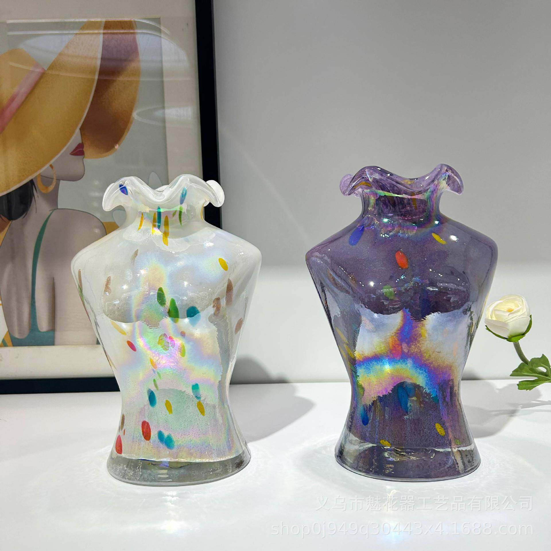 彩色珠光艺术琉璃美人花瓶家居软装插花水培样板间高级感装饰摆件,纺织面料/辅料/配套,纺织机械配件,淘宝优惠券,粉丝福利购,淘宝优惠卷