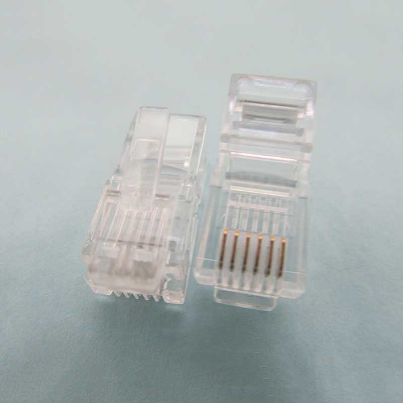 RJ11非屏蔽6P6C加长型电话语话筒RJ09水晶头ADSL固话座机线水晶头