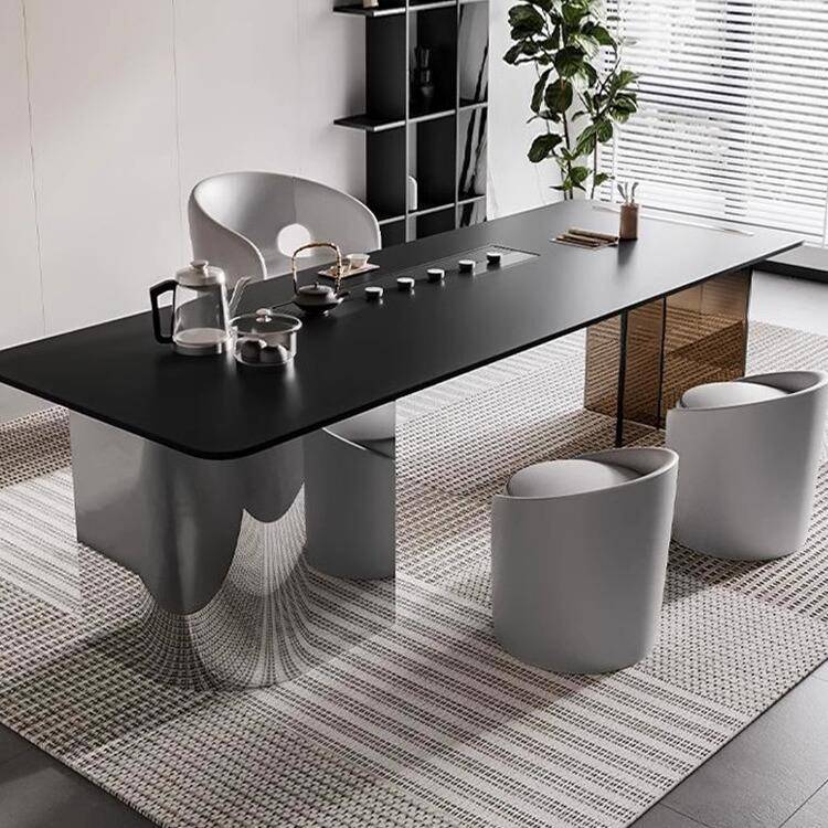 亚克力高端悬浮岩板茶桌办公室烧水壶一体家用阳台轻奢风2025新款