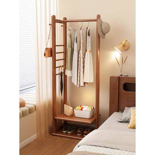 实木转角衣帽架落地卧室家用挂衣架拐角置物架小户型不占地收纳架