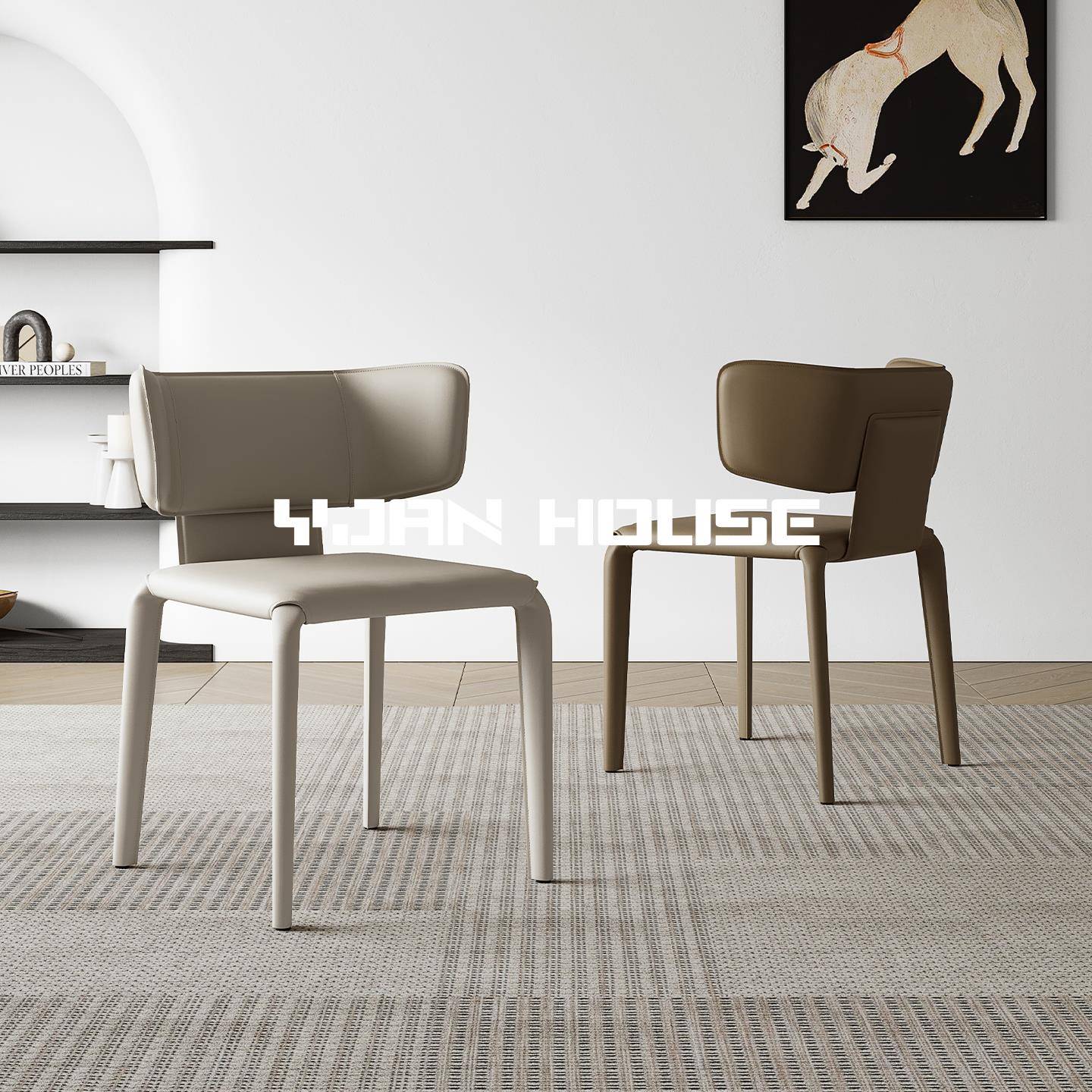 椅见丨意式极简马鞍皮餐椅家用设计师创意餐桌椅子高级感饭厅凳子