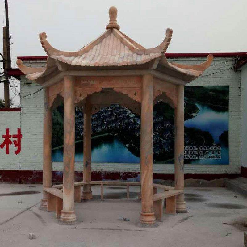 专业曲阳石亭现货石头凉亭户外小区别墅景区石雕凉亭成品亭子