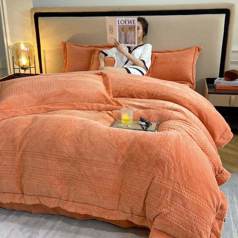 牛奶四件套A类母婴级260克高克重加厚保暖珊瑚宝宝绒被套床单柔软