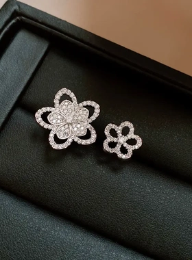 轻奢锆石花朵镂空开口戒指小众冷淡风食指戒网红精致高级感手饰女