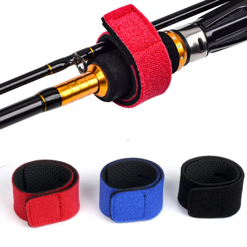 路亚竿束竿带魔术束竿带黑色蓝色红色渔具钓鱼竿绑带弹力带