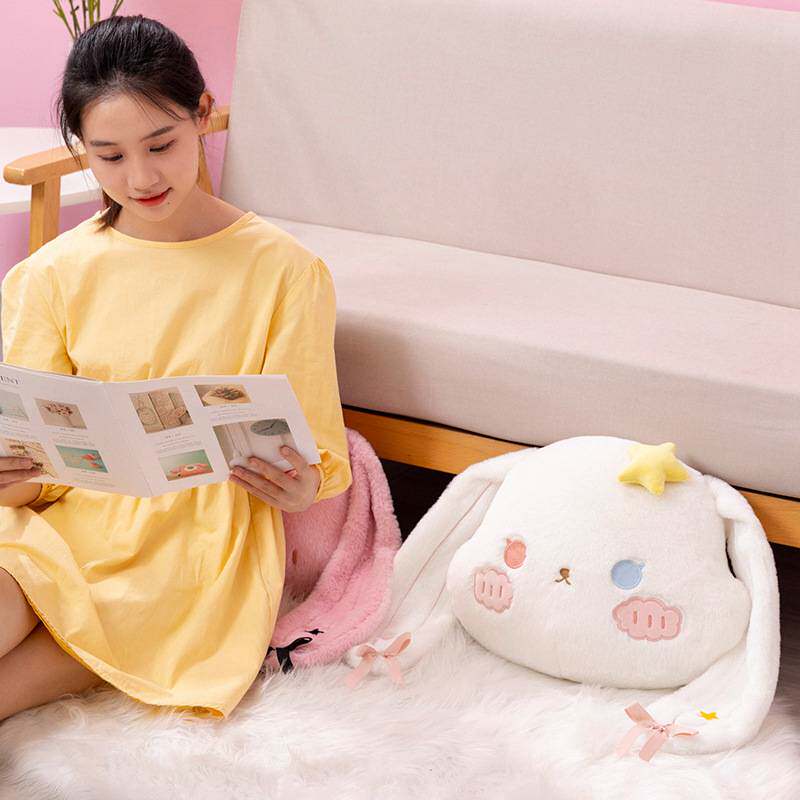 卡通云朵兔子抱枕毛绒玩具公仔办公室午睡抱枕毯女生安抚布偶娃娃