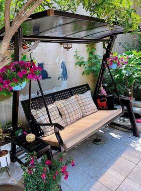 户外秋千庭院荡秋室外双人吊床内室小JOQ篮院摇家用花千园铁艺摇