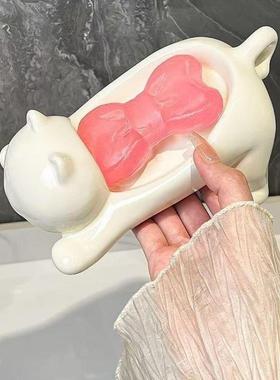 爱卡通可猫肥皂盒不积浴室卫水生间香皂盒置物架增势#914卫咪生沥