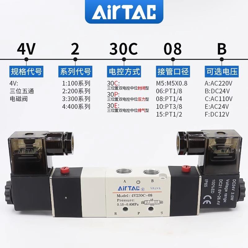 原装亚德客 电磁阀 QPC4V2T30-08 CAC220V C4V230C08B AIRA 中封