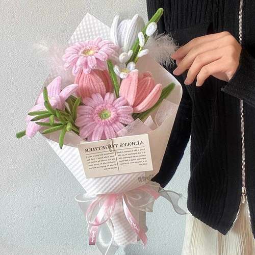 创意手捧花毕业扭扭棒花束工手花diy编自制织材料郁香VTT生日礼金