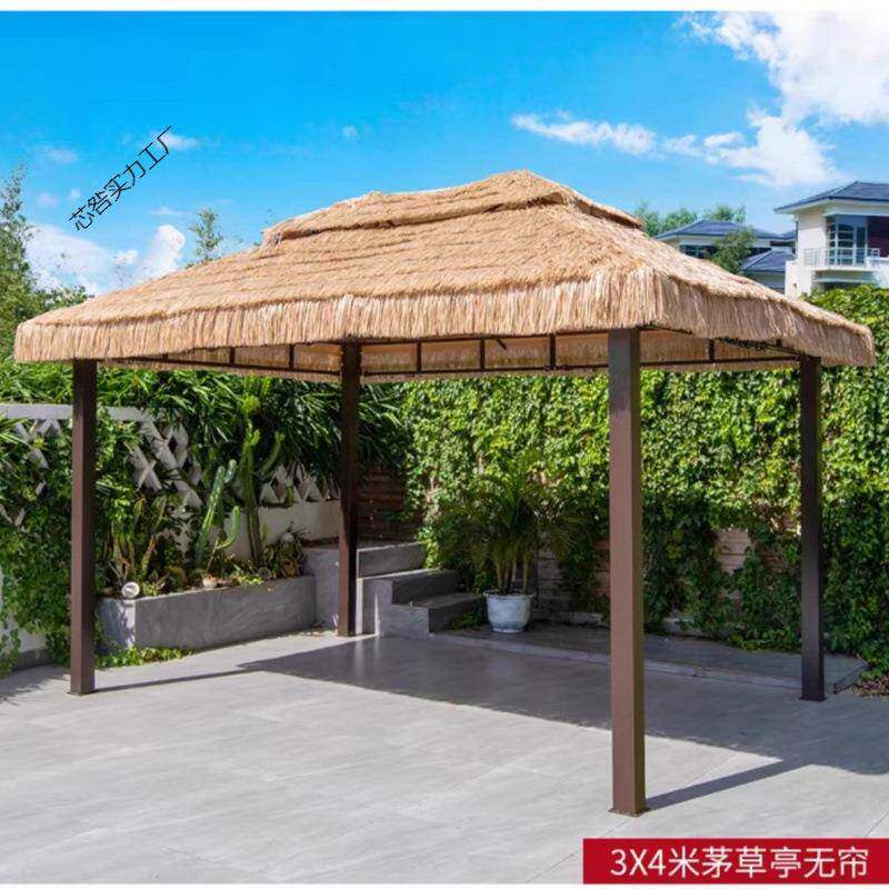 防草雨餐饮休芯咎实力闲遮阳凉亭仿真草屋乐庭院农家露茅天毛棚四