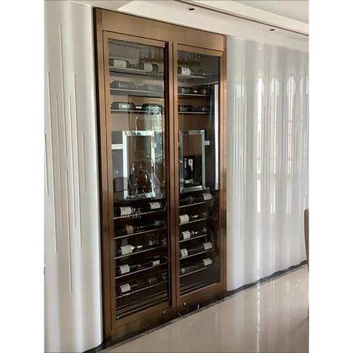 j8商用展示广东橡JWQ木家用恒柜温红酒酒窖架雪茄柜酒店柜不锈钢