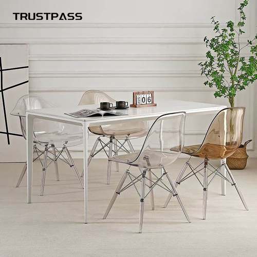 闲伊姆斯餐亚克力洽谈椅子 北欧创1114P意个性桌餐椅塑胶咖啡椅