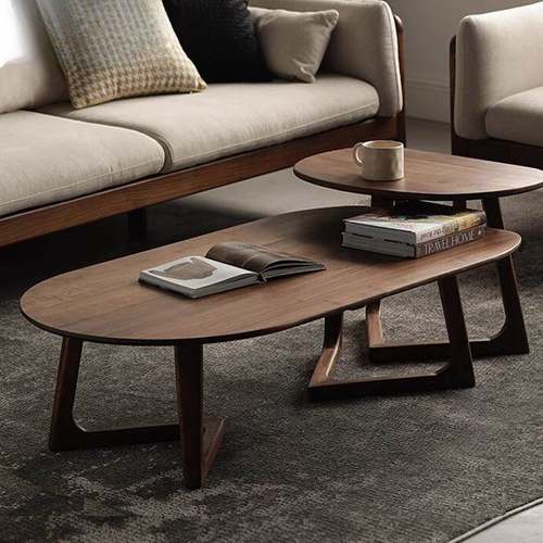 北欧极茶简轻奢6dRK4xek实木几现代简约客格风家用厅茶几高低组合