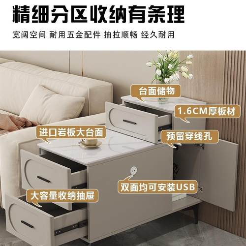 沙发边柜侧边柜厅家移动茶客水柜轻奢置边几用物架QJK茶几小桌J^