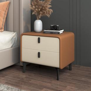 床头柜软包油简约现代小物型卧收室岩板床边柜皮K8kFj6WH质纳奶储