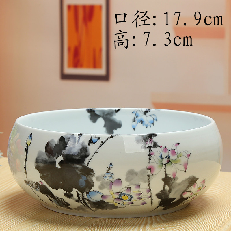 水仙花盆无孔铜钱草花盆白色碗莲盆睡莲水培花盆多肉拼盘花盆陶瓷