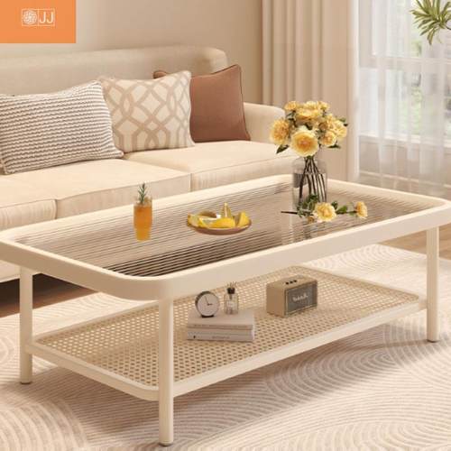 法式新款创沙发客厅家用一体组合意简茶几小YBT户玻璃圆桌子型约