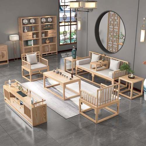 OLC新中式实沙发组合简木禅意白蜡木罗汉床约客厅民现代小户型宿