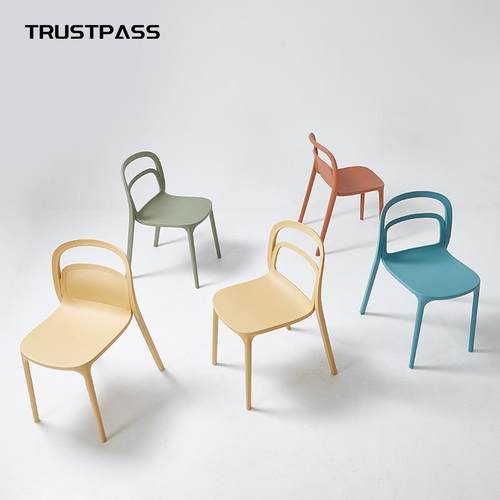 北现欧具克莱因客厅蓝家餐椅代简约190/191家用靠背叠放料户塑外