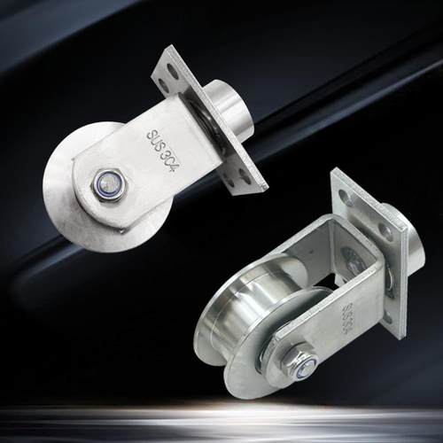 锈304不钢万向轴承滑轮v型U型槽管折叠门方移带ZNN门脚轮板轨道轮