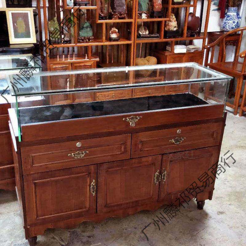宝展柜实木复古中式古玩古董柜玉珠器示翡翠手串展饰品柜玻564564