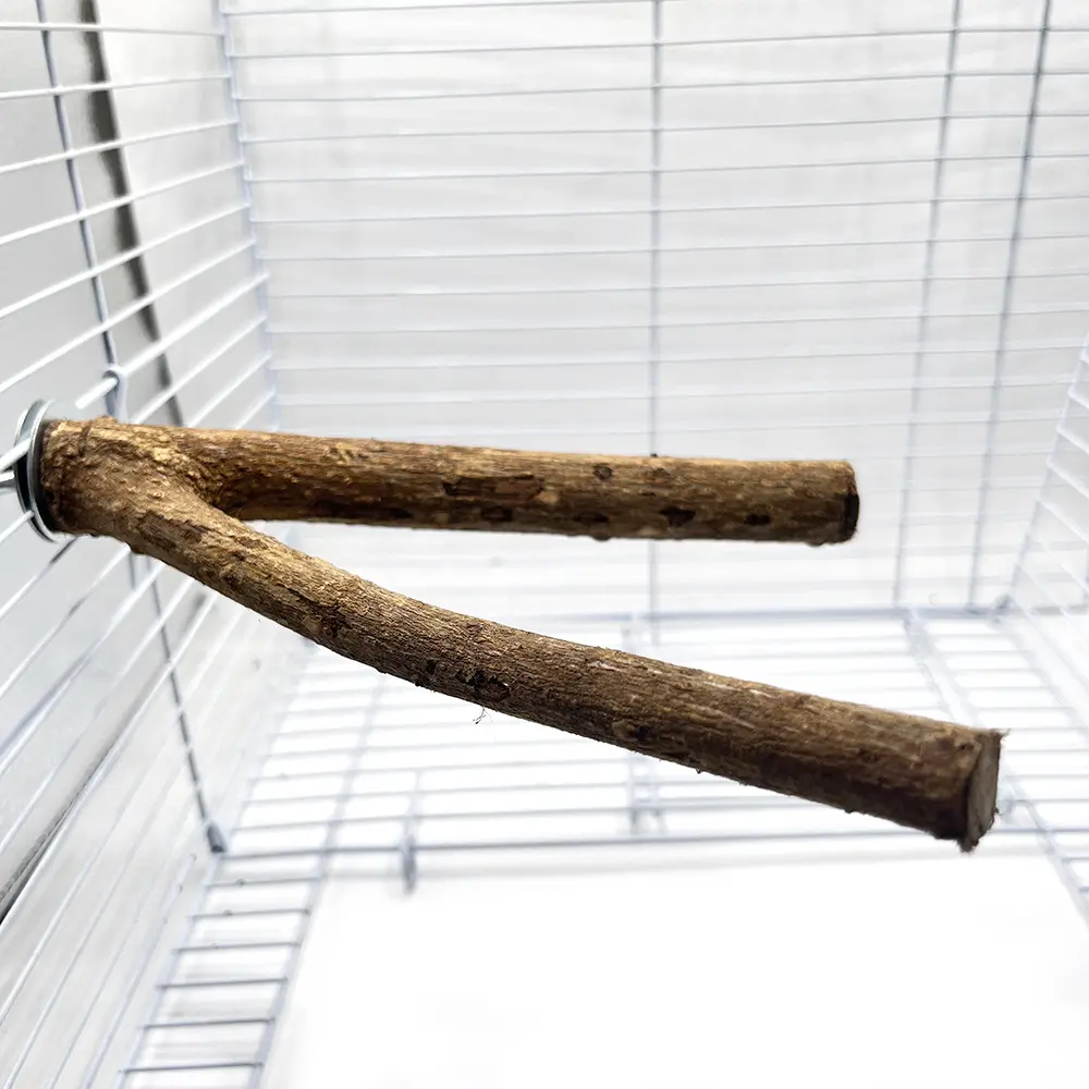 鸟站杆栖息原木花椒木双杈站杆鸟类磨爪栖息站台鸟笼配件