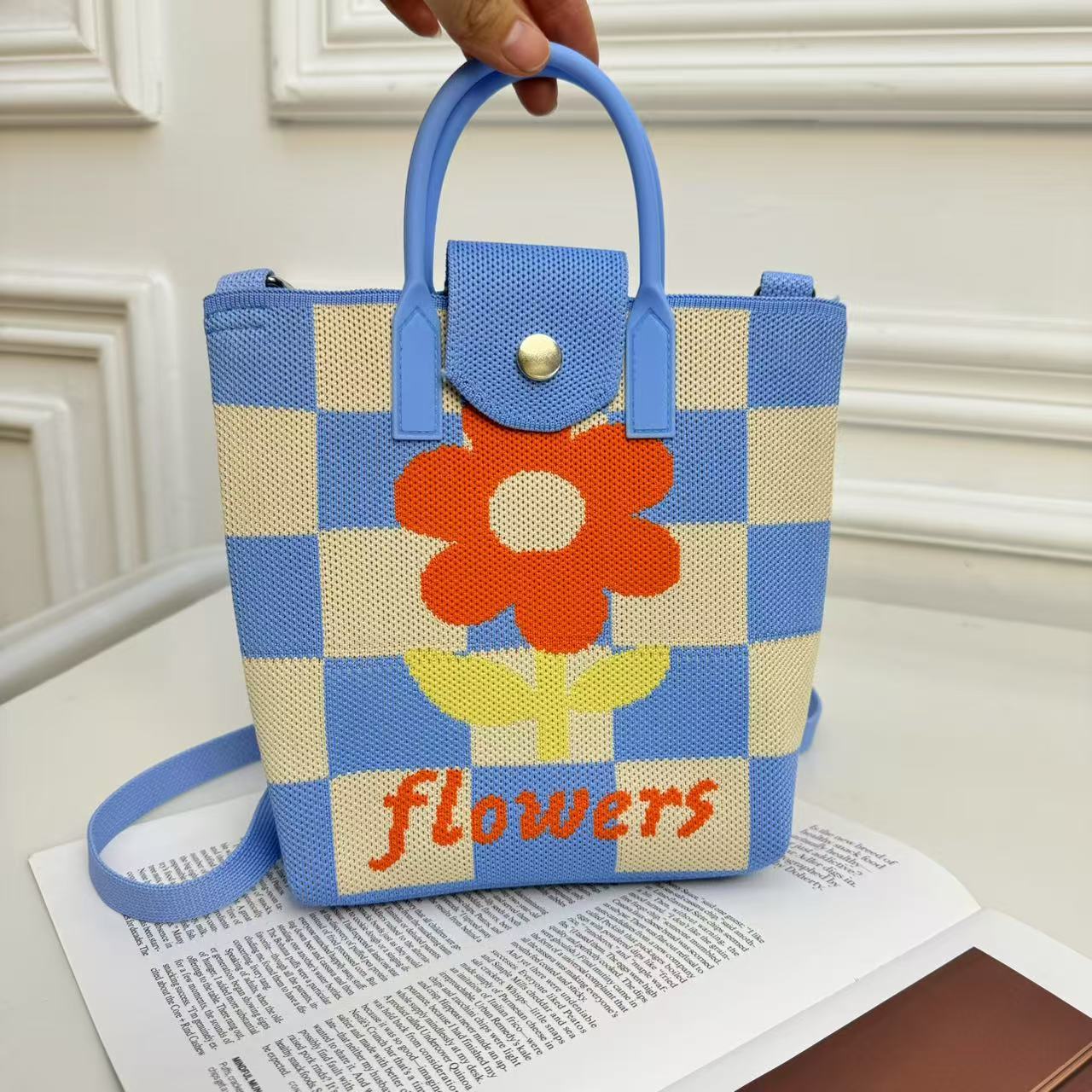 高级感IN多巴胺针织斜挎 时尚百搭单肩包针织手提袋