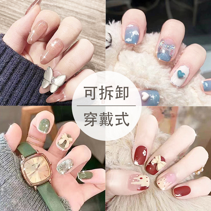 夏日新款ins风穿戴甲纯欲美甲贴片显白可拆卸甲片长短款甲片成品