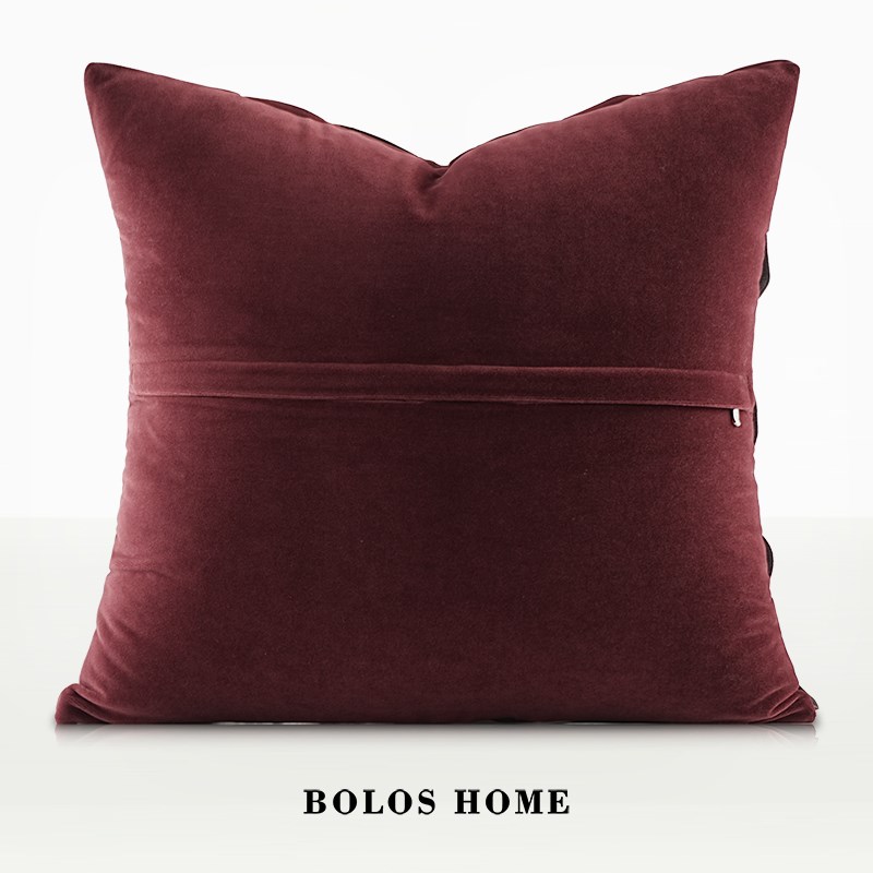 柏洛斯Red轻奢复古红手工编织细腻绒布高级感酒店样板间沙发抱枕