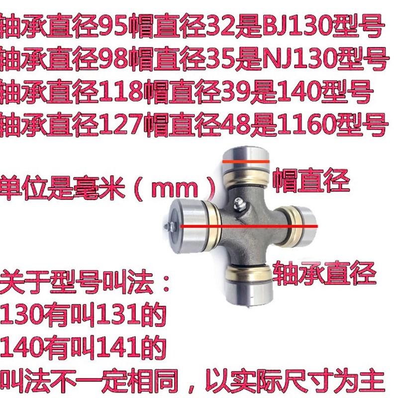 旋耕机配件传动轴万向节EQ140 1160五个黄油嘴十字轴承5个黄油咀