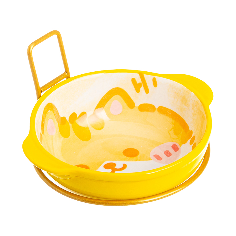 猫碗狗碗可调节高度悬挂式陶瓷防打翻护颈猫食盆单碗双碗宠物用品