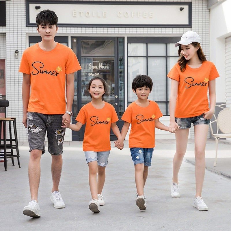 亲子装纯棉短袖t恤一家三口四口夏装2024新款洋气母子母女全家装