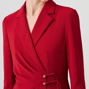 收腰显瘦国风优雅气质红色西装 新款 裙子 连衣裙女春季 赢智尚新中式