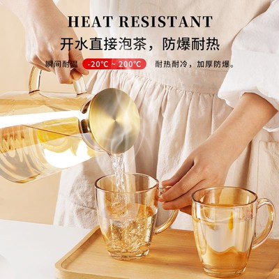 防摔钢化玻璃杯家用茶杯耐高温客厅待客水杯套装泡茶喝水杯子家庭