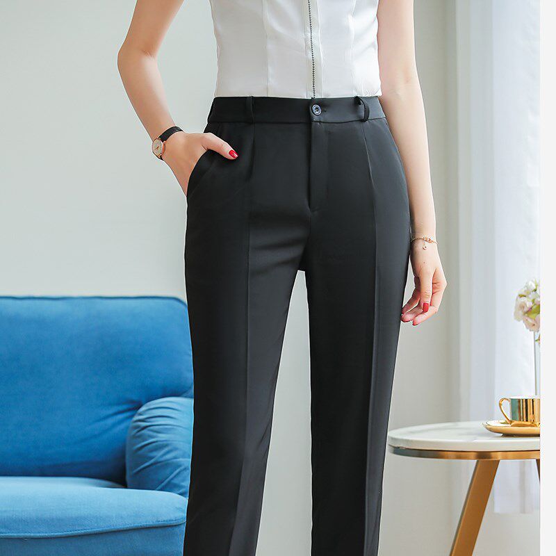 西装裤正装裤西裤职业装正装耳仔裤子黑色女士长裤免烫加大码制服